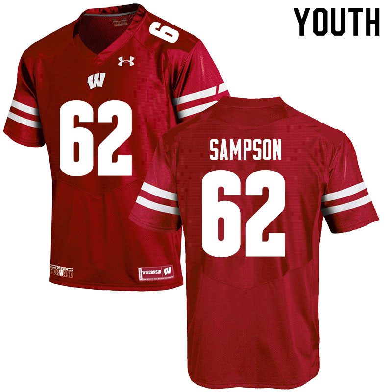 Youth #62 Cormac Sampson Wisconsin Badgers College Football Jerseys Sale-Red - Click Image to Close